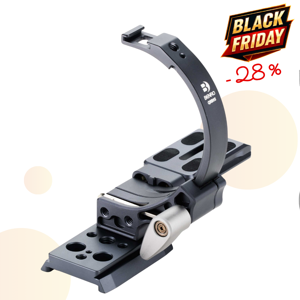 BENRO QRB95 -29% ! Support d'objectif à rotation rapide mode Paysage/Portrait compatible Arca et 501PL