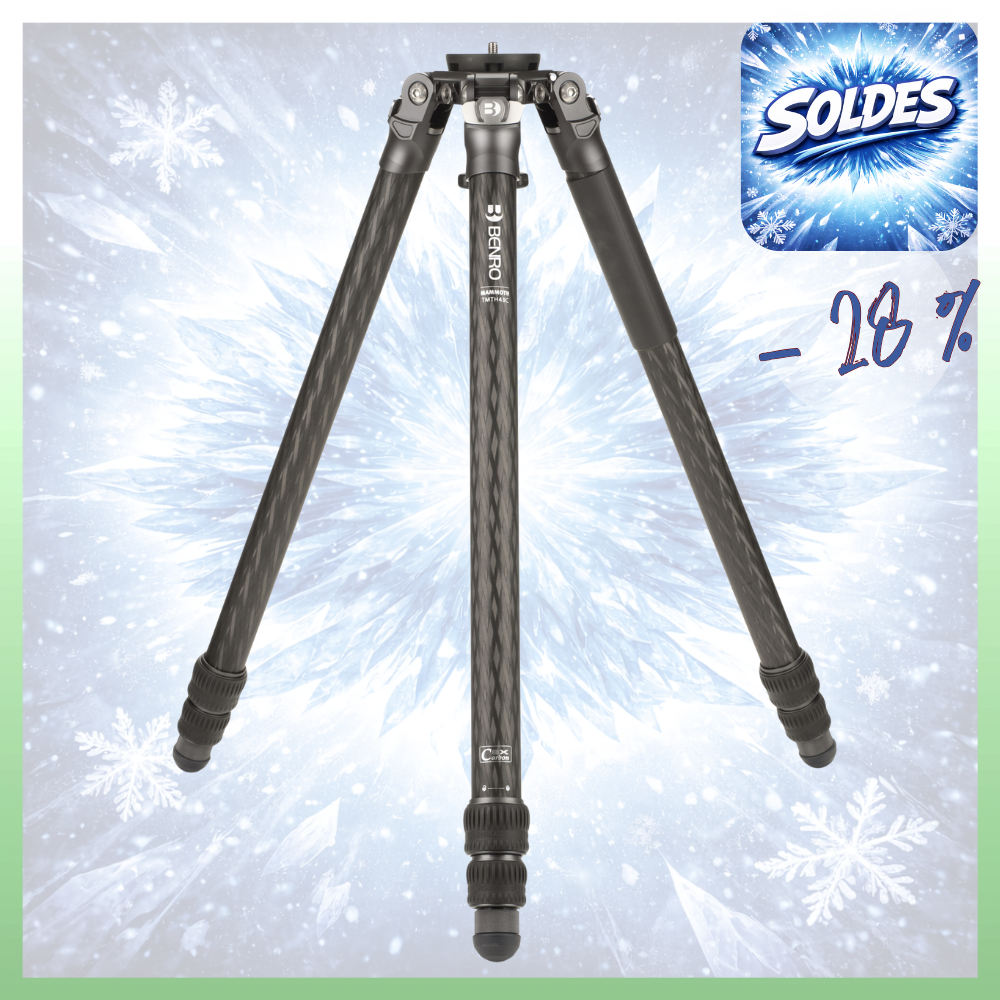 BENRO TMTH43C -28% ! Trépied Mammoth Carbone Sans Colonne Série 4 3 sections 2,25 Kg Capacité 25 Kg + Service Premium 2 ans