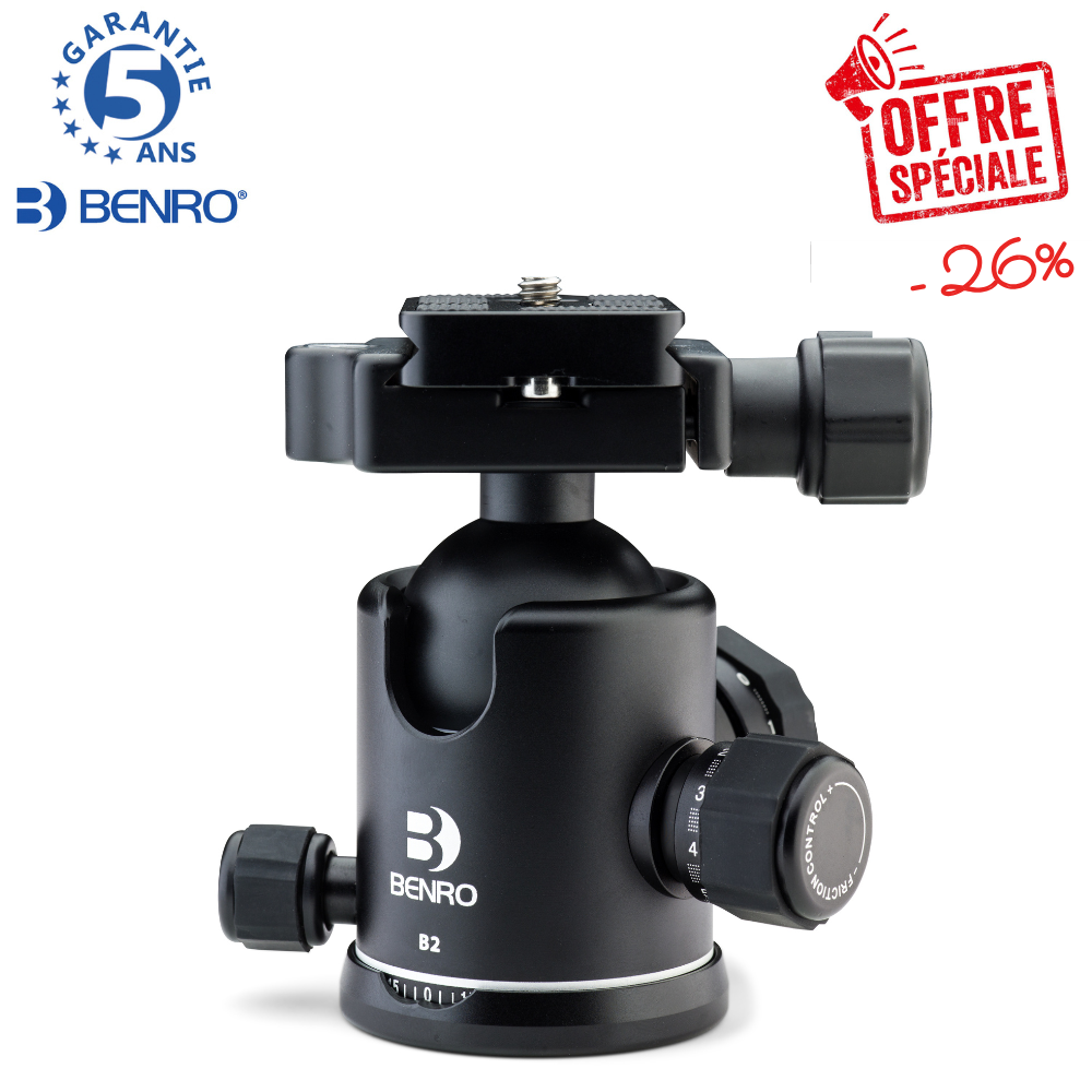 BENRO B2 -26% ! Tête Rotule à friction + Plateau PU60 - Capacité 16kg / Poids 410 g