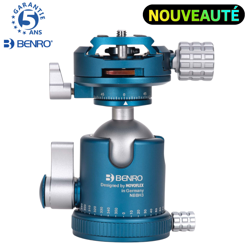 BENRO NBBH3 NOVOFLEX PRO Tête rotule tout métal + Plateau PU56 Arca - Capacité 8 kg / Poids 550 g double panoramique étau amovible