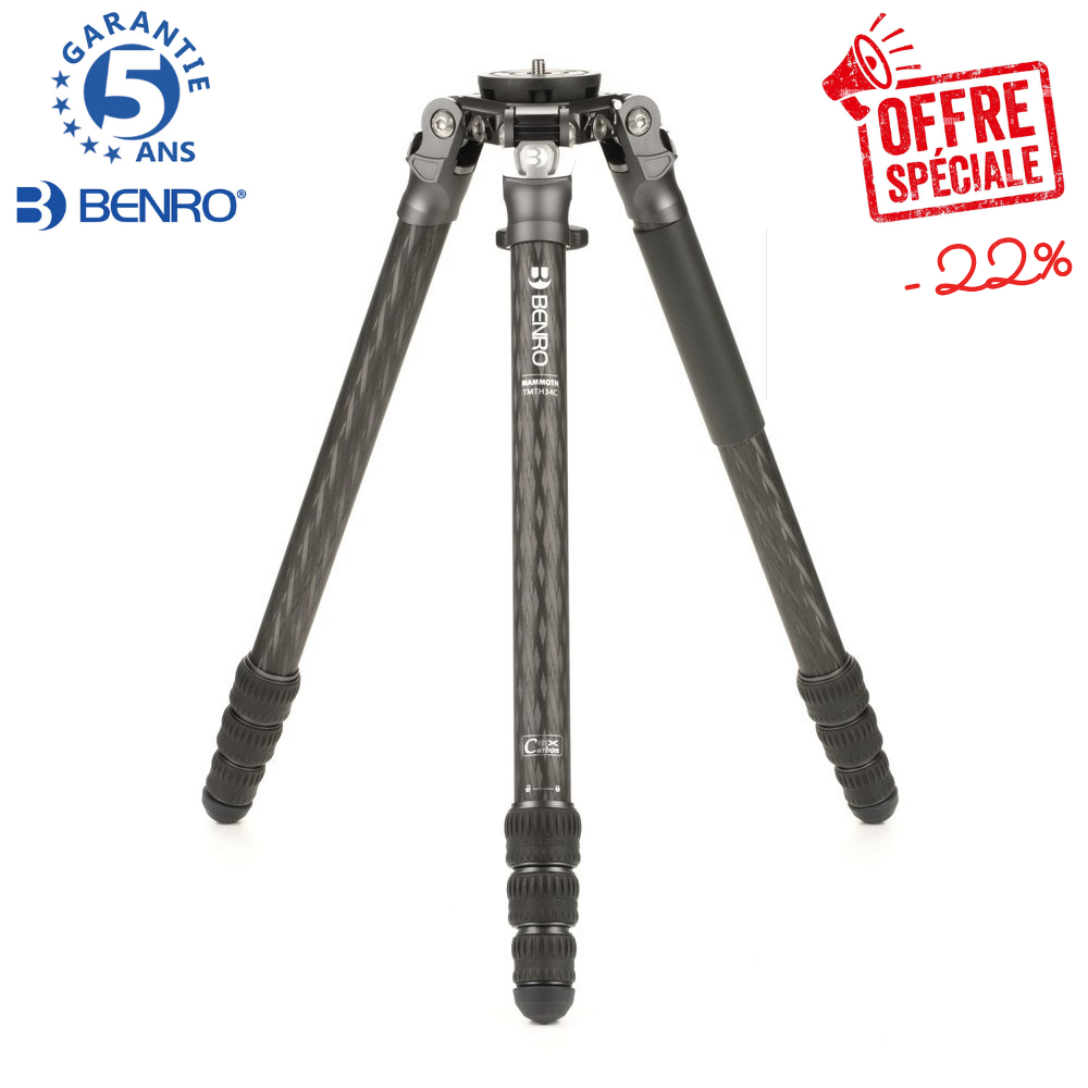 BENRO TMTH33C -22% ! Trépied Mammoth Carbone Sans Colonne Série 3 3 sections 1,88 Kg Capacité 18 Kg