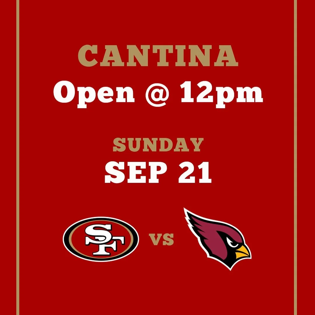 Our CANTINA will be OPEN at 12PM for the @49ers game tomorrow afternoon. Happy Hour drinks all day!
🏈🍹🍻

#hotplatehotplate #guadgrill #niners #happyhour #visitconcordca #eastbayeats #concordeats #nflsunday
