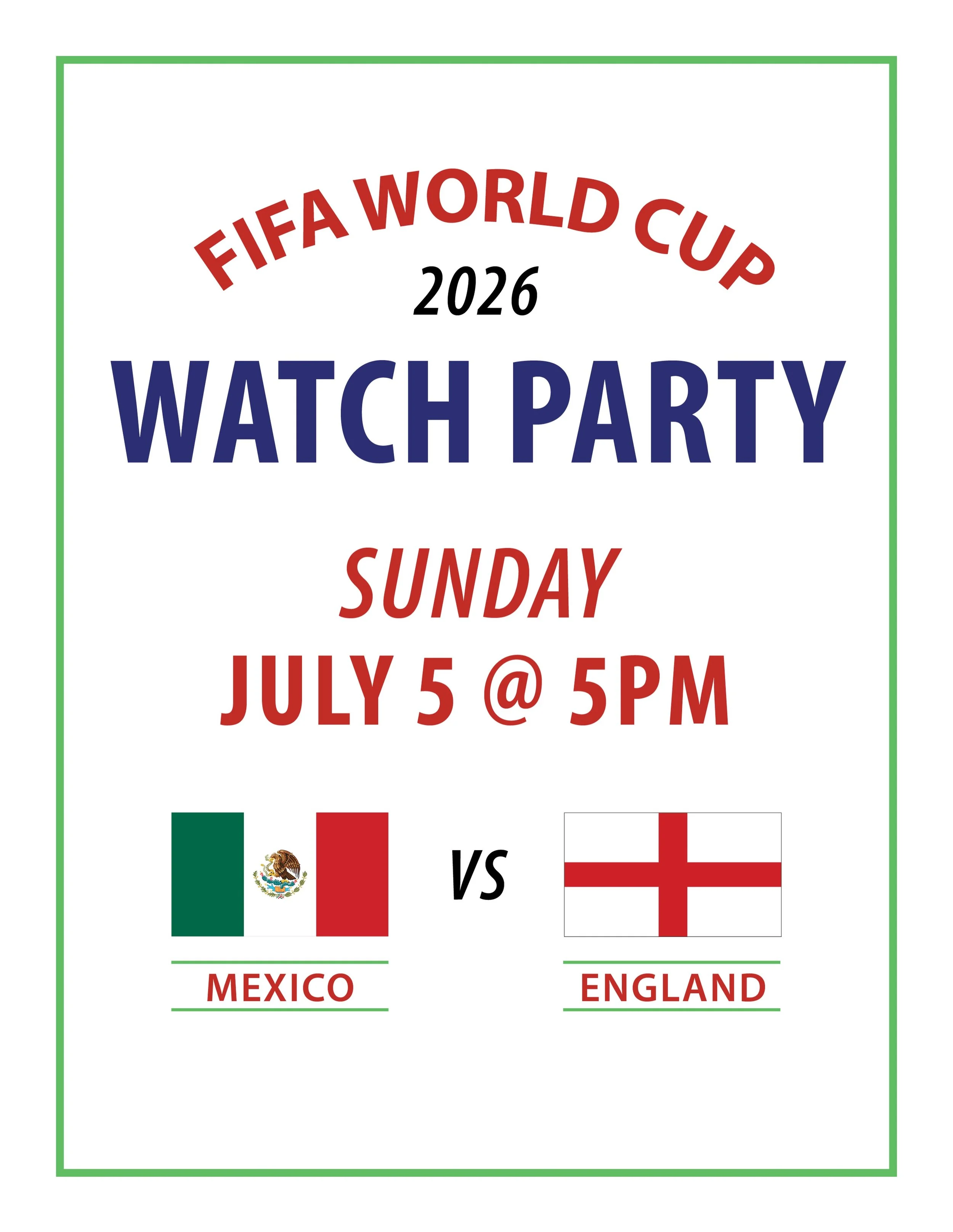 Guad&rsquo;s World Cup Watch Party 
Sunday, July 5 @ 5pm
Mexico 🇲🇽 vs England 🏴󠁧󠁢󠁥󠁮󠁧󠁿 

🍹 The Cantina will be open starting at 4pm!
🍺🌮 Drink and food specials
📺 Watch on multiple screens

📍Guadalajara Grill
5446 Ygnacio Valley Rd, Conco