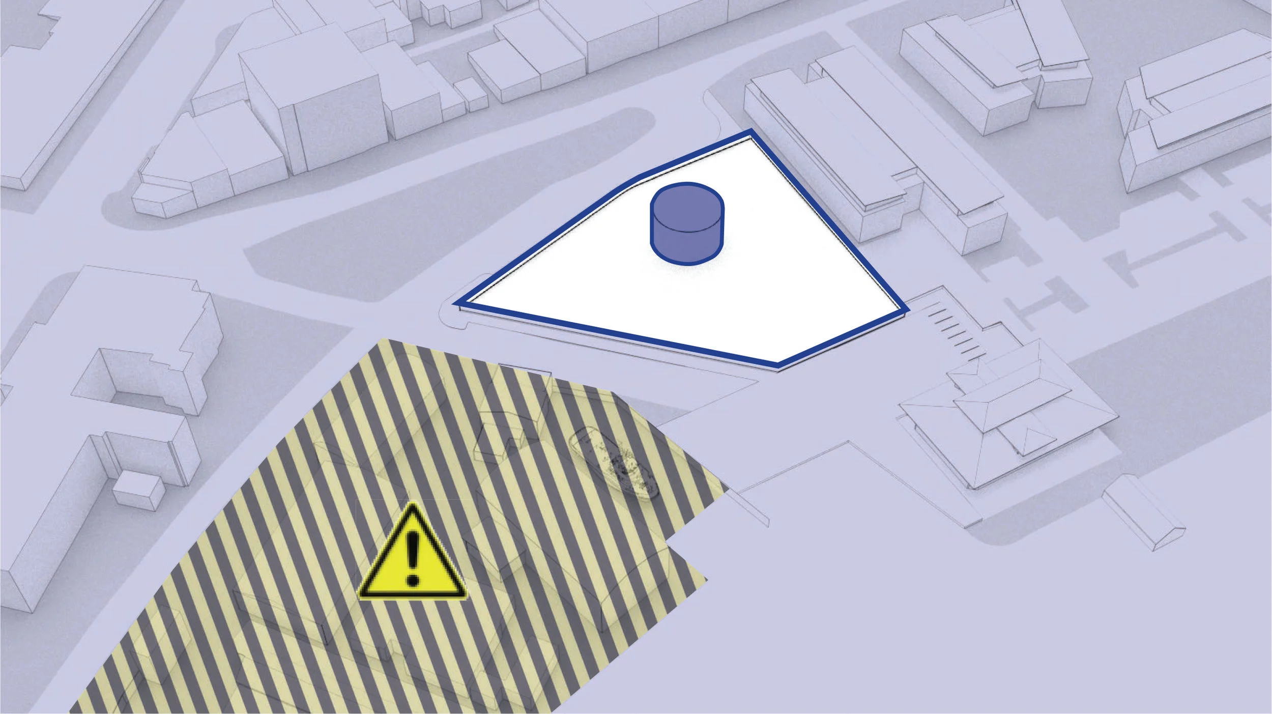 the Industrial area to the west and the future pump station utility yard prevents safe public access to the water