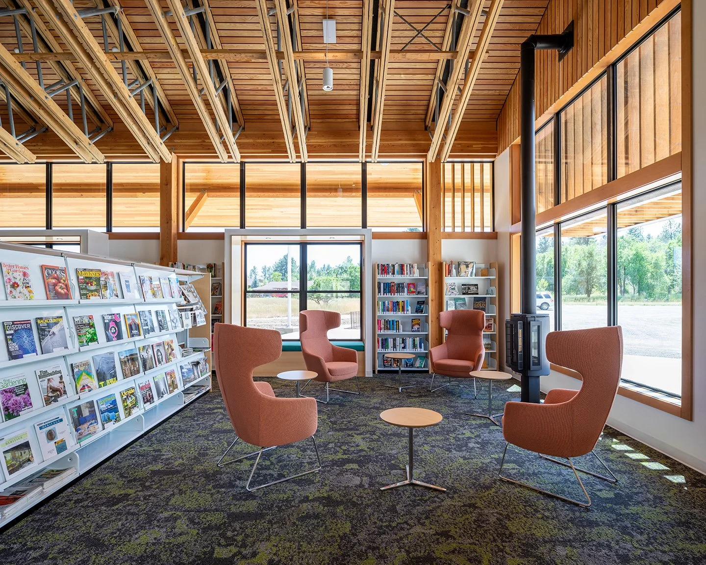 Community Library Showcases Airy Light-Frame Wood Construction ...
