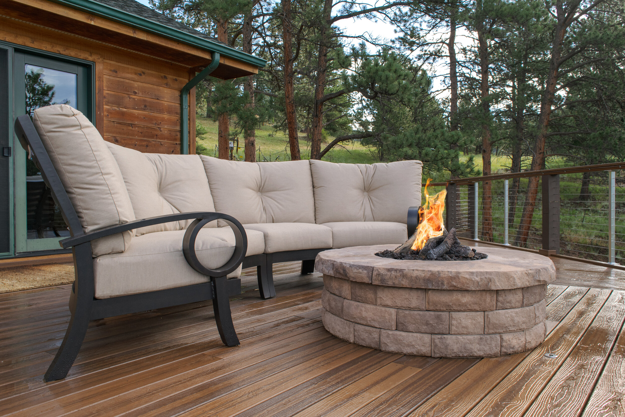 Outdoor Space With A Gas Fire Pit, Built In Fire Pit On Deck