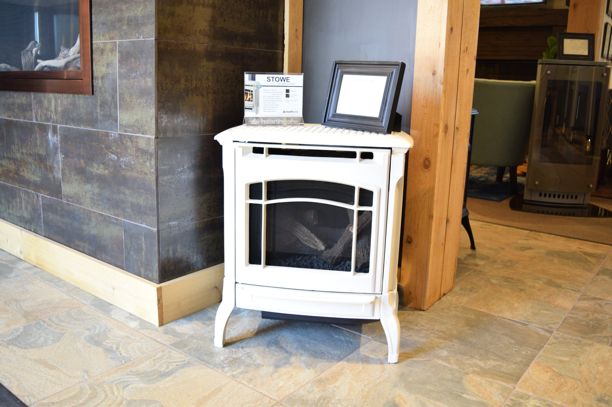 Stowe Hearthstone Gas Stove In Living Room