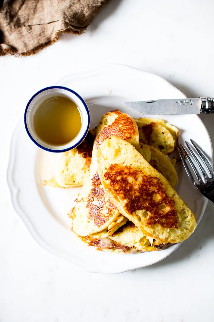 Cheesy Mozzarella French Toast with Honey