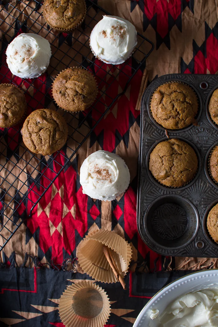 Pumpkin Chocolate Chip Muffins with A Cream Cheese Frosting