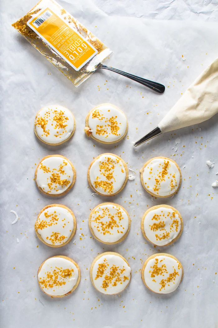 Gold and White Sugar Cookies with Candied Orange