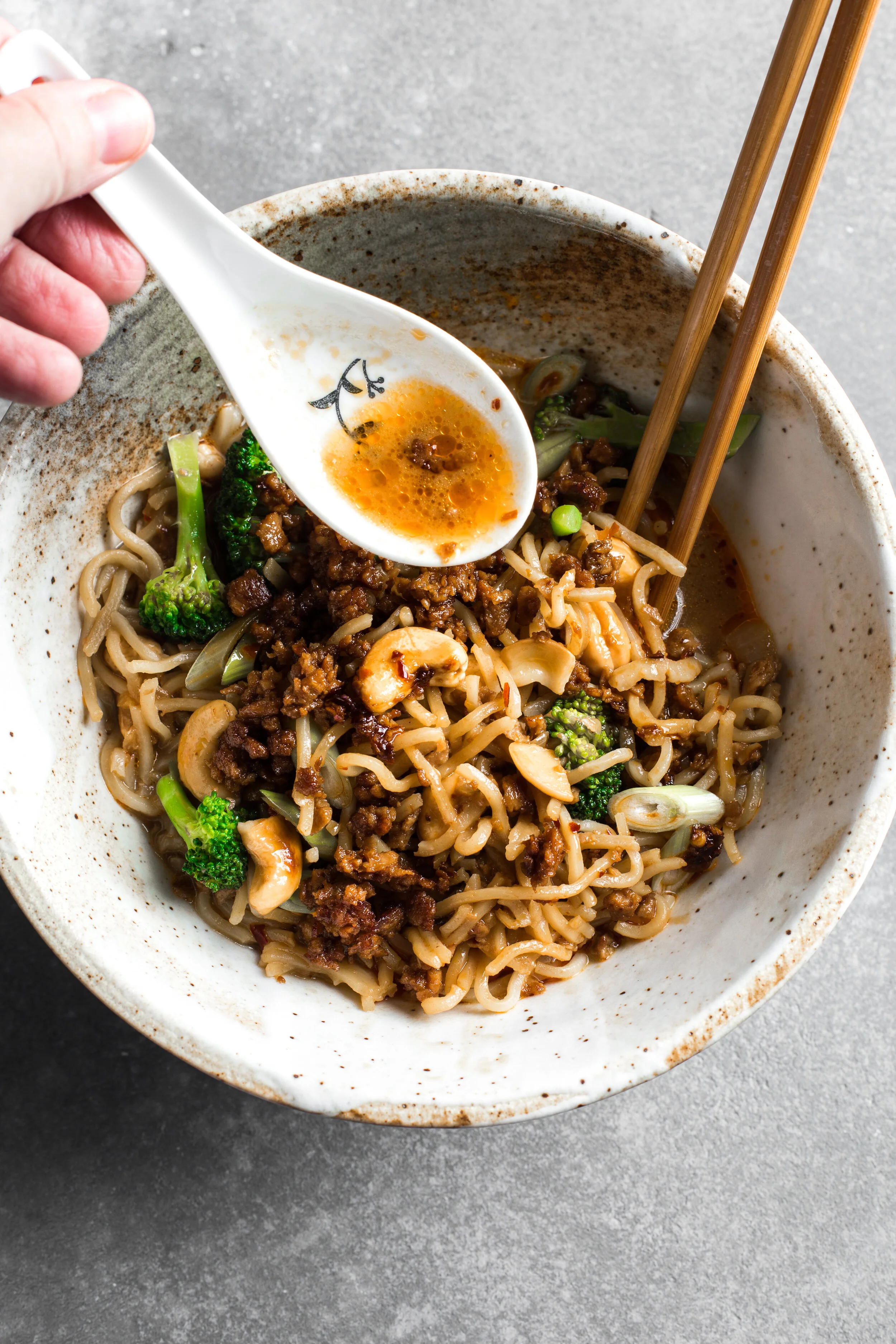Spicy Garlic Noodles with Broccoli and Cashews — Flourishing Foodie