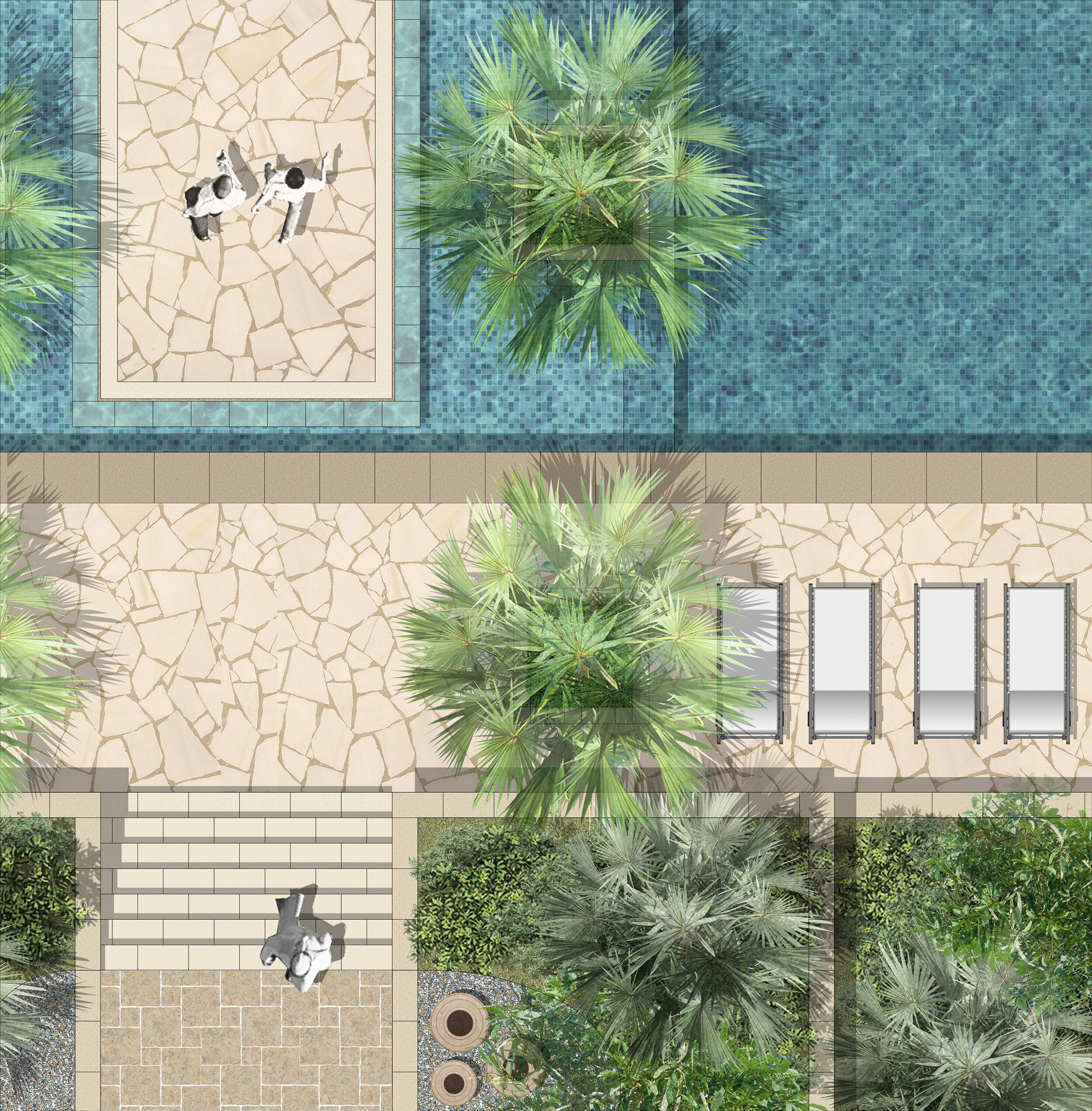 Blow up of the pool area.