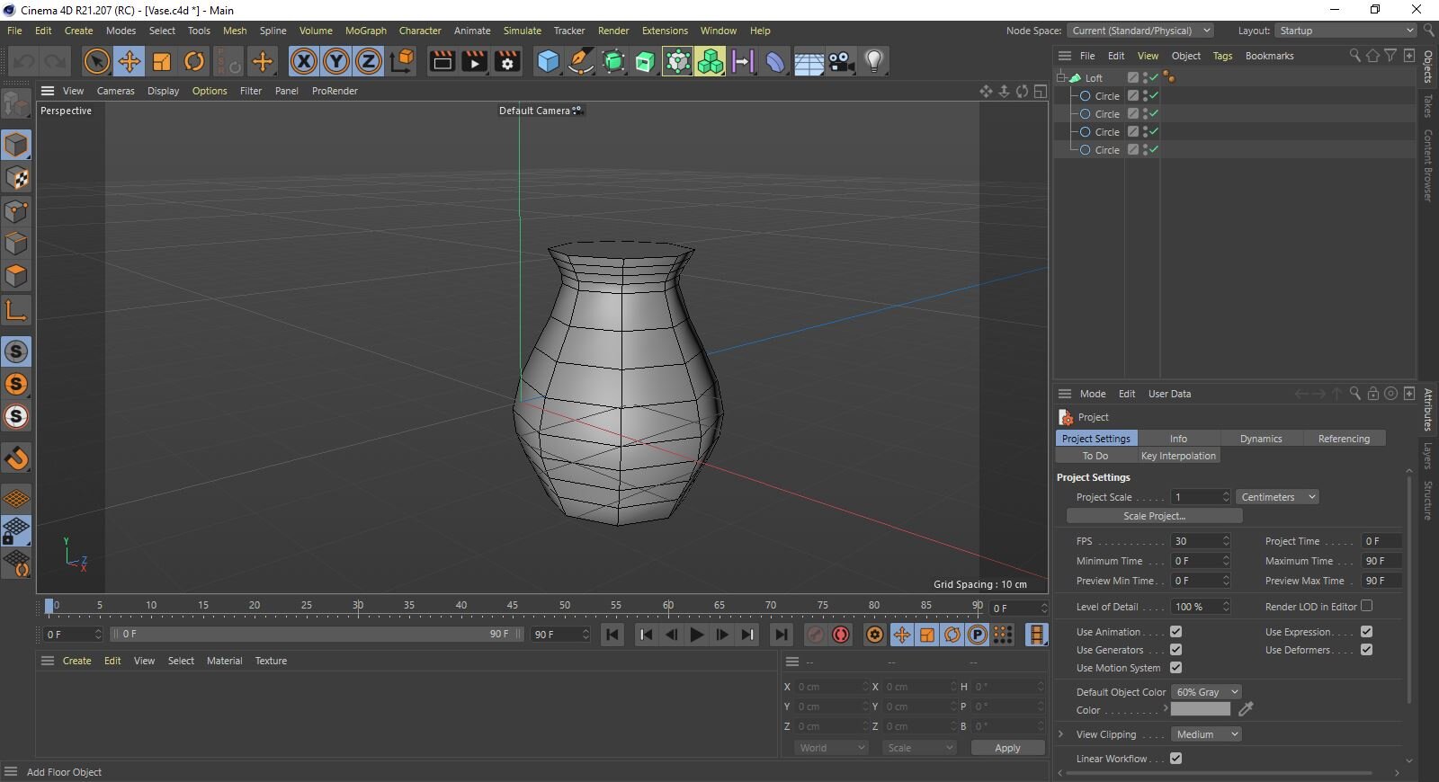 I began by designing a low-poly vase in Cinema 4D.