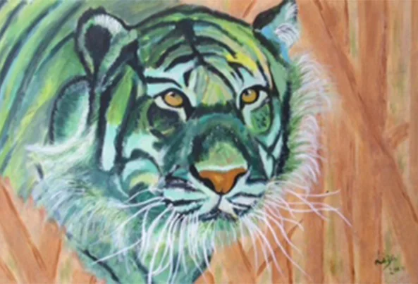 Timmy the Tiger - £200. Acrylic (Framed) - 76cm x 51cm