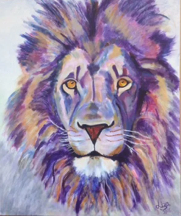 Leo the Lion - £200. Acrylic (Framed) - 50.5cm x 60.5cm - Card Available on Esty