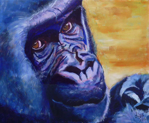 Gary the Gorilla - £200 Acrylic (Framed) - 63cm x 53cm. - Card Available on Esty
