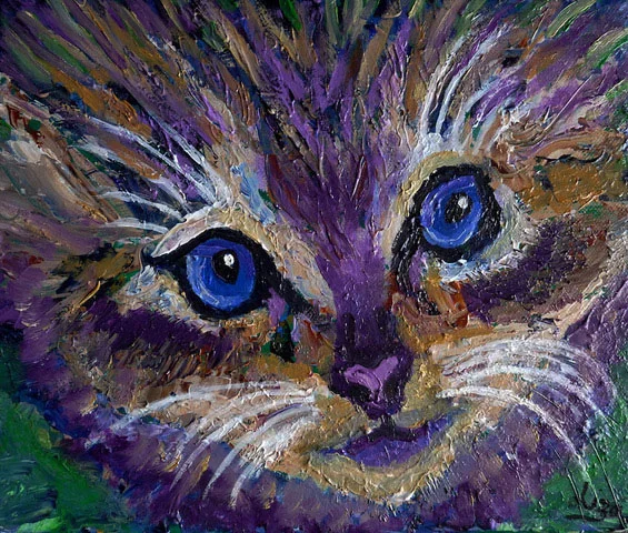 Cat's Eyes - £80. Acrylic - 30cm x 25cm - Card Available on Esty