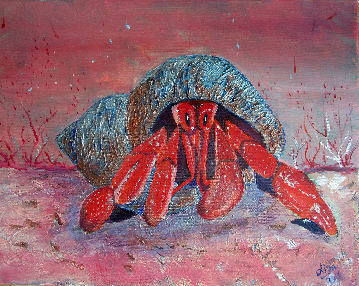 Herbie the Hermit - £120. Acrylic (Framed) - 45cm x 35cm