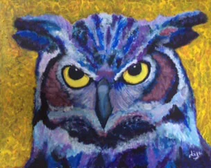 Ollie Owl - £150. Acrylic (Framed) - 52cm x 41cm
