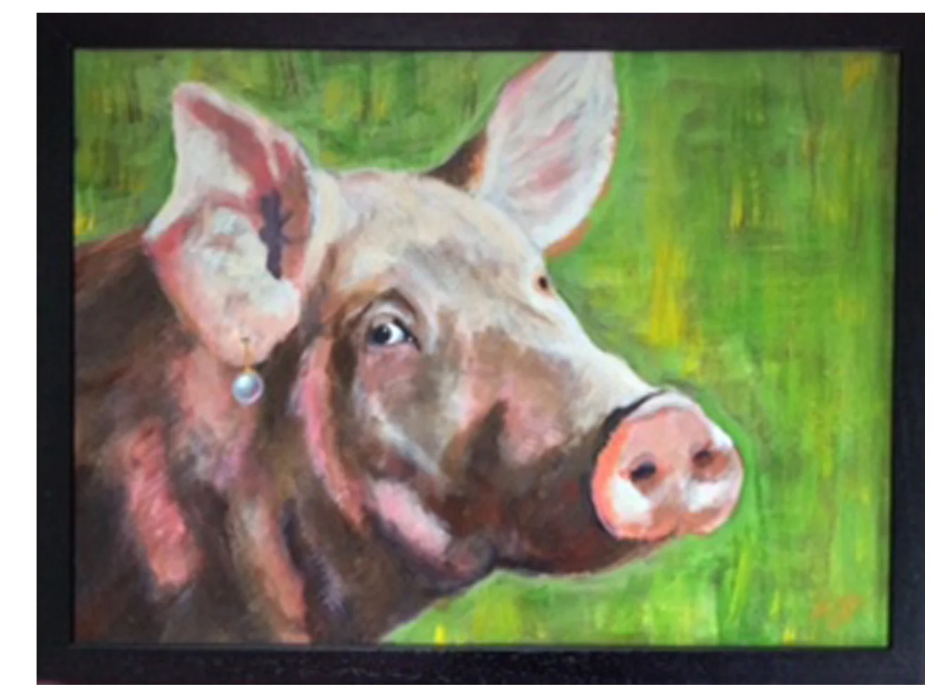 Pig with a Pearl Earring Acrylic SOLD