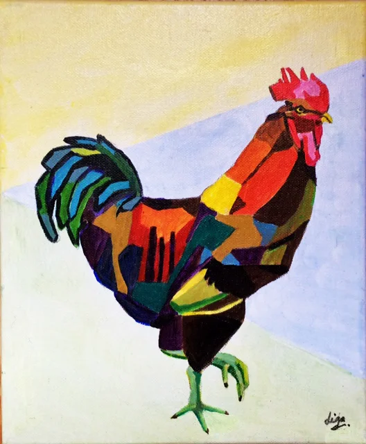 Cockerel 1 £55. Acrylic 25cms x 30cms
