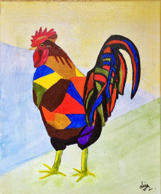 Cockerel 2 £55 Acrylic 25cms x 30cms