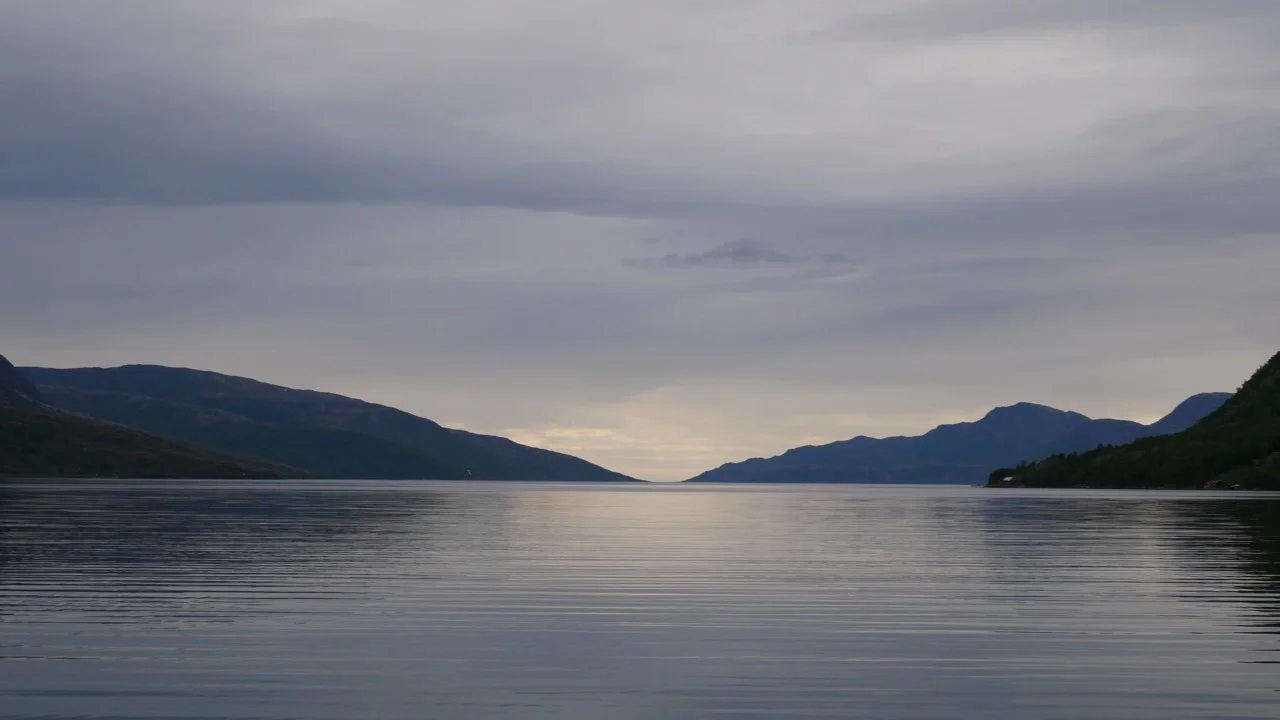 My attempt to see the midnight sun in Tromsø, Norway. I was encouraged to bike to this harbor because it was the only nearby place where you can see the open ocean to the north. 