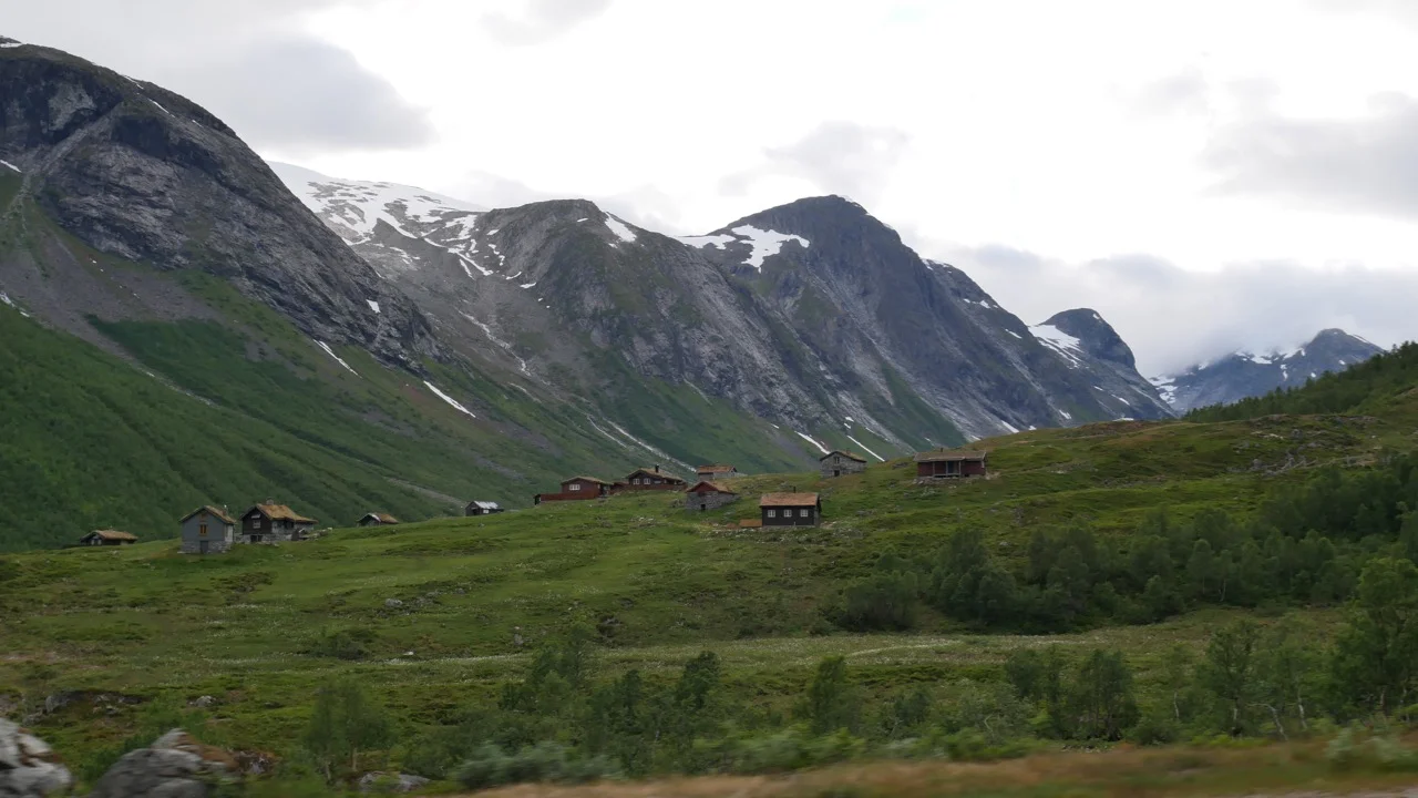 Fjord country summer time mountain farms, or seter, which were built in clusters. Typically women would live their in the summer and tend to their herds of sheep and cows. For a thorough explanation of seters versus cottages, check out this 1983 New York Times op-ed: link