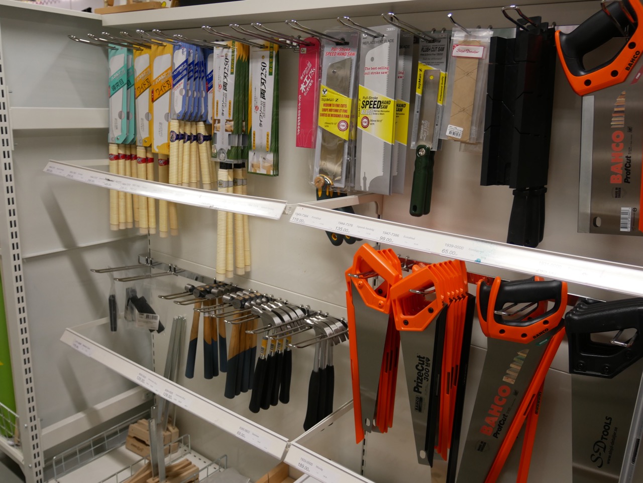 High quality selection of tools at the arts and crafts store.
