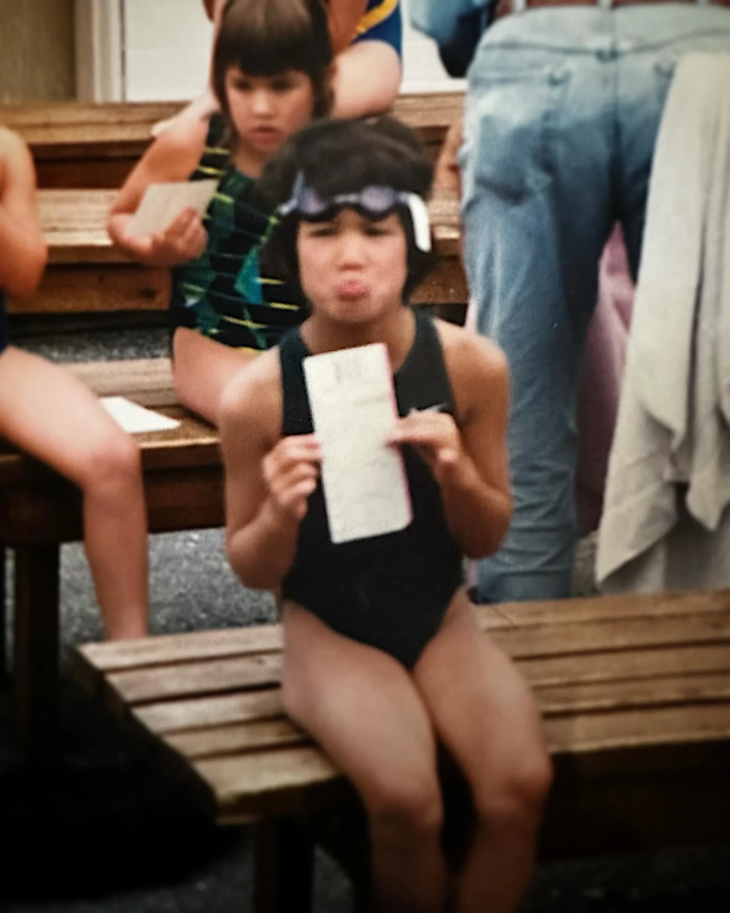 What swimming in the 90s looked like for lil&rsquo; Bex. 🙋🏻&zwj;♀️

📸: Mom &amp; Dad Wyant

#growingupinthe90s #swimlife #lookatmenowmom