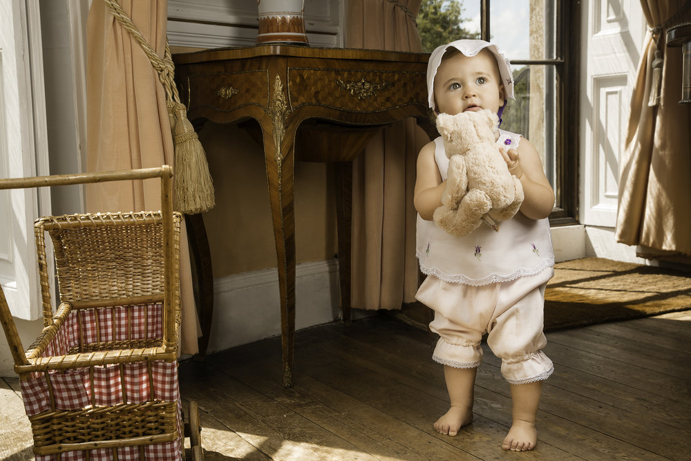 Baby Rosie looking adorable in one of Dawn Clarke's designs