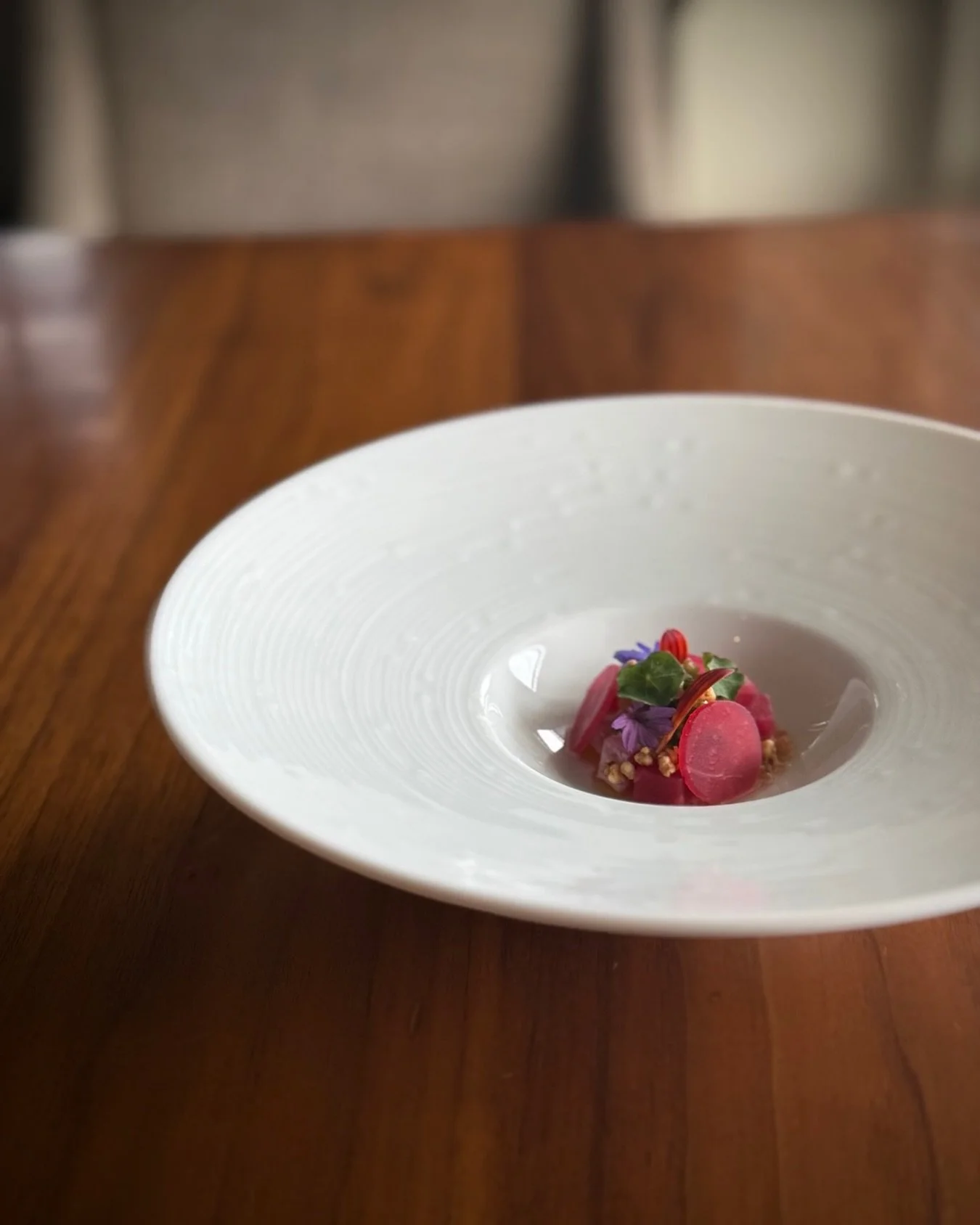 { first course }

Dry Aged Beets
Golden Raisin Salsa Verde, Puffed Buckwheat, Cr&egrave;me Fraiche

Thank you Michelle @leftcoastfresh for the microgreens (especially the tender nasturtiums) and flowers that are adorning several of our dishes.
