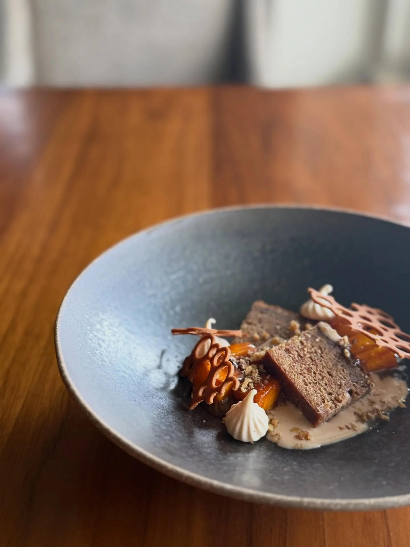 { dessert } 
Kabocha Sticky Pudding
Medlar Fruit, Shoyu Caramel, Walnut Anglaise, Meringue

These are the final days of this wonderful medlar inspired dish as we make way for the much anticipated fruits coming on in the valley.
