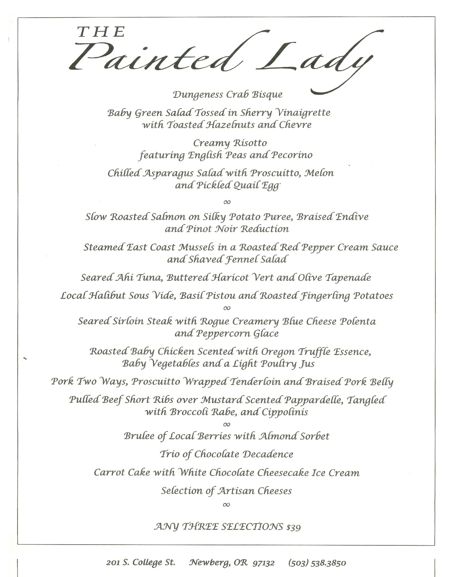 Our opening menu and photos from Memorial Day weekend, 2005. Our very first reservations, 21 years ago this week. Our Painted Lady is finally old enough to drink the wonderful wines we&rsquo;ve been pouring since she was born.

Our opening menu, pict