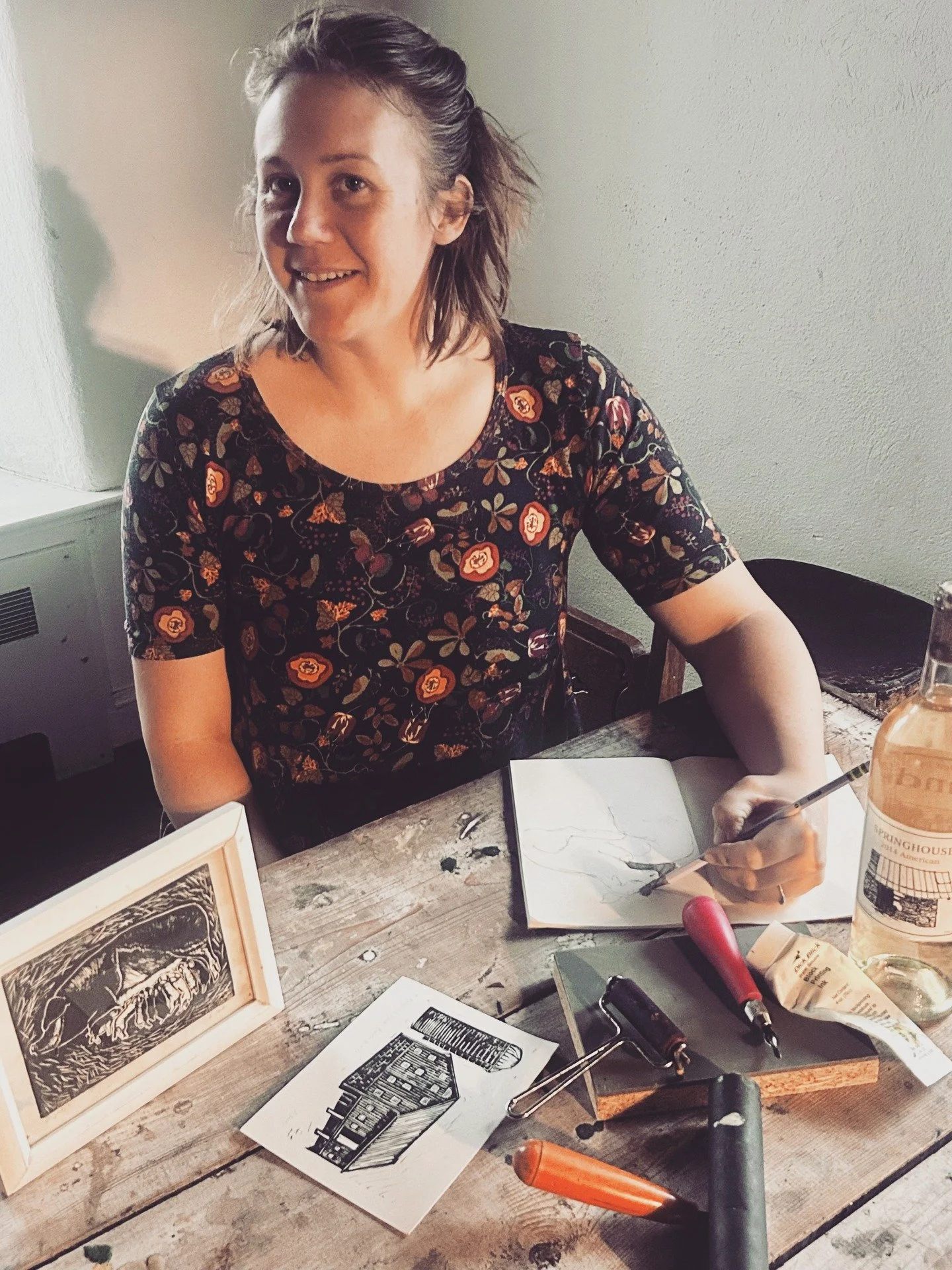 Meet the artist this Saturday!

Heather Saiki has been crafting our wine labels since 2013 and will be on-site this Saturday 12pm-1:30pm with a block printing demonstration. Heather will be printing and selling a lamb prints. Come say hi and see the 