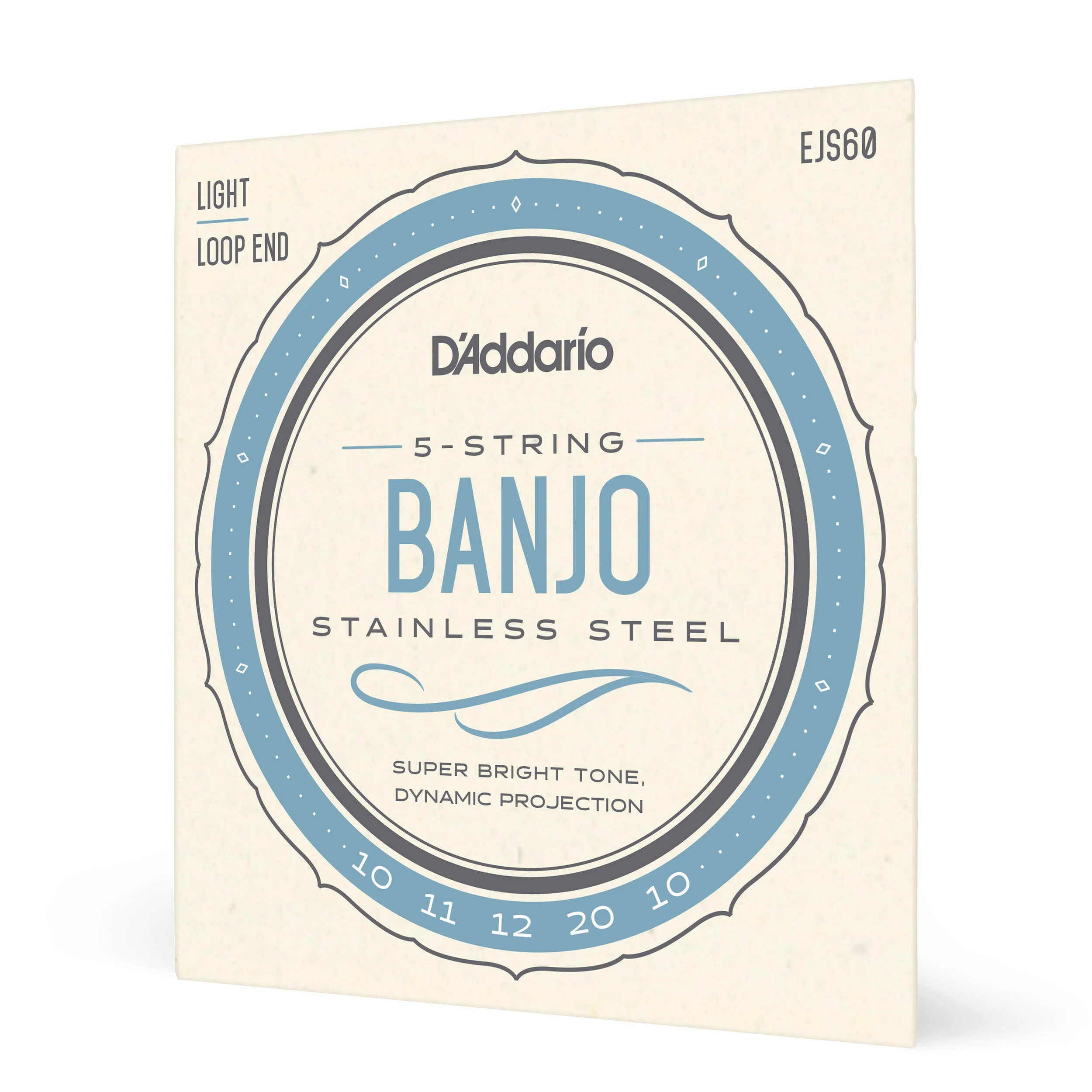 D'Addario EJS60 5-String Banjo Strings, Stainless Steel, Light, 9-20