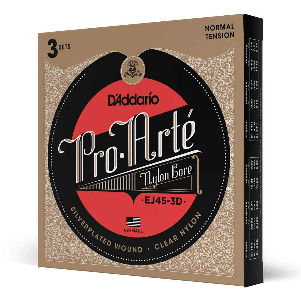 D Addario Ej45 3d Pro Arte Nylon Classical Guitar Strings Normal Tension 3 Sets Snider School Of Music
