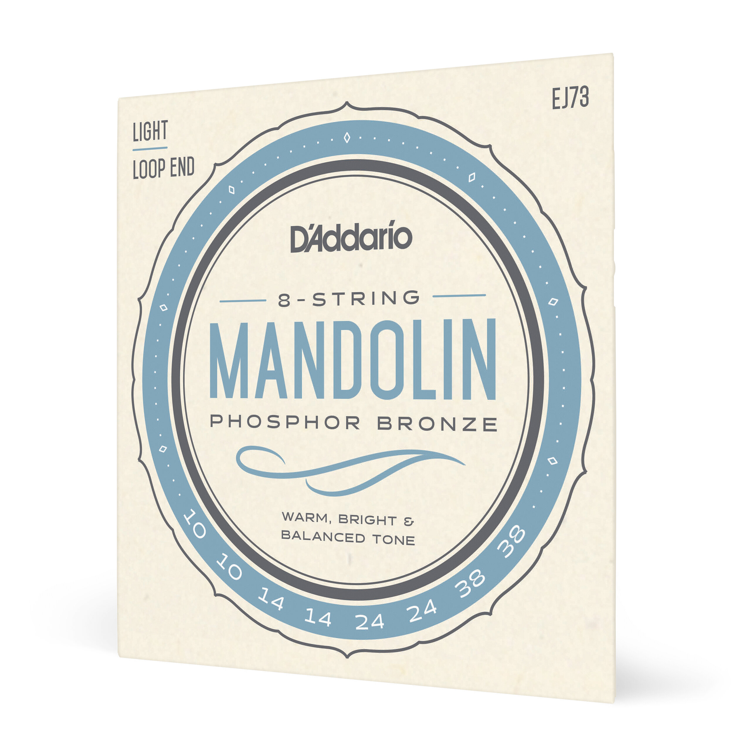 D'Addario EJ73 Mandolin Strings, Phosphor Bronze, Light, 10-38, 3 Sets