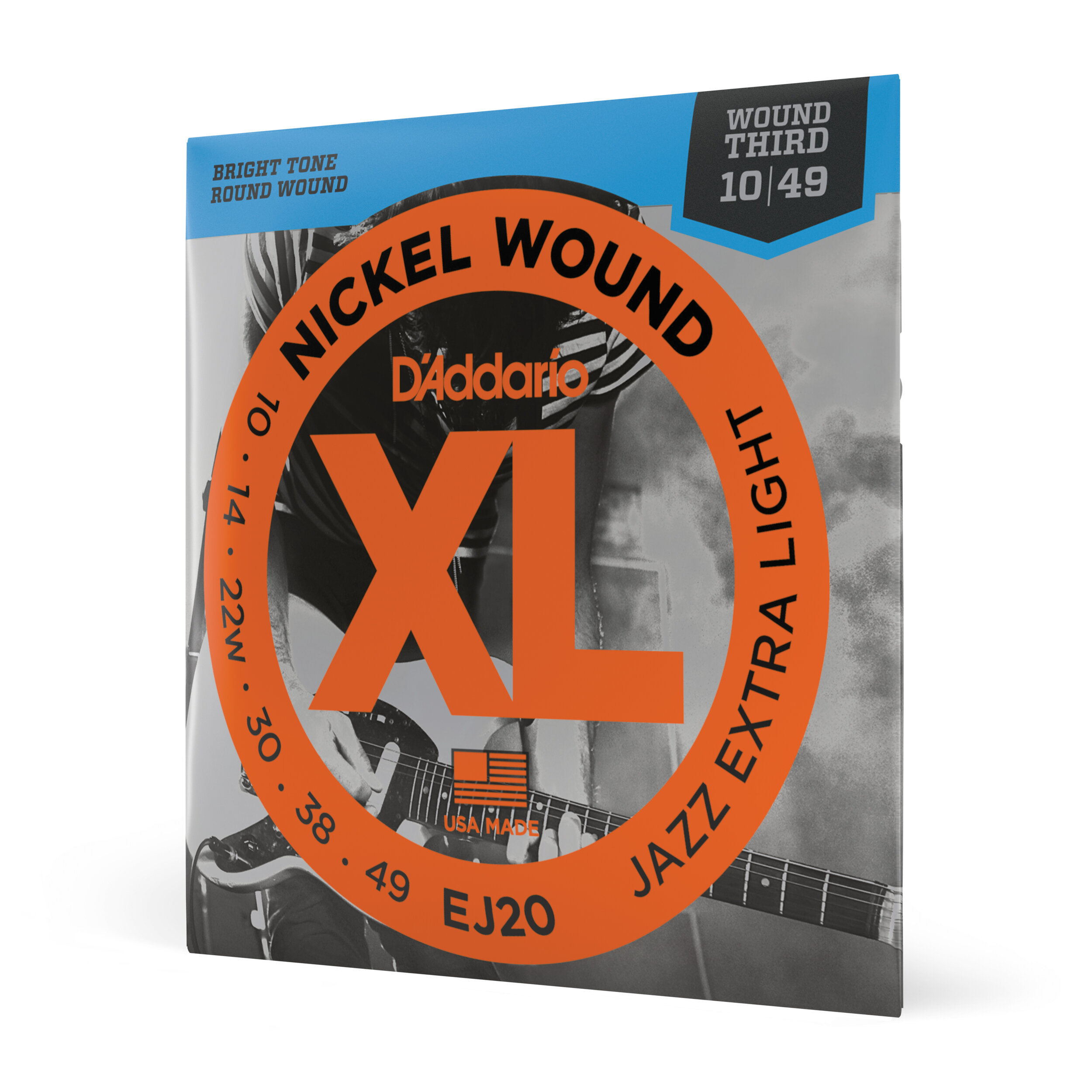 D'Addario EJ20 Nickel Wound Electric Guitar Strings, Jazz Extra Light, 10-49
