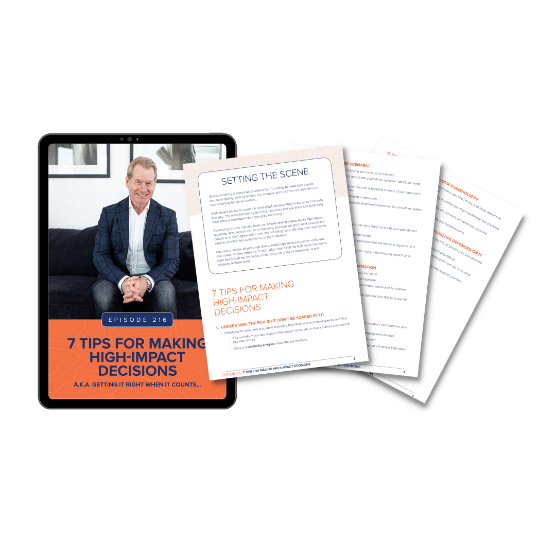 Mockup document illustrating high impact decision making strategies