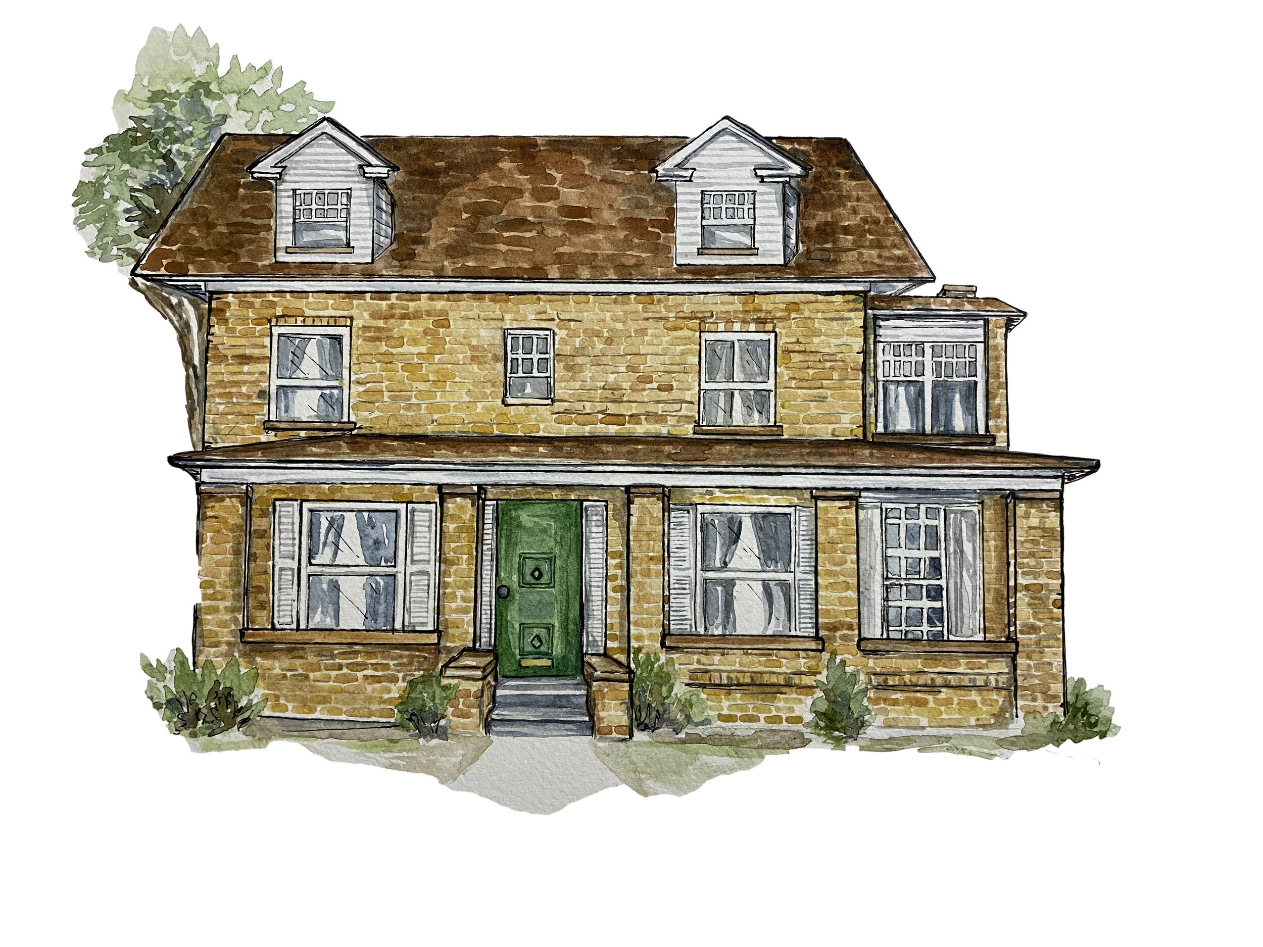 Watercolor house portrait