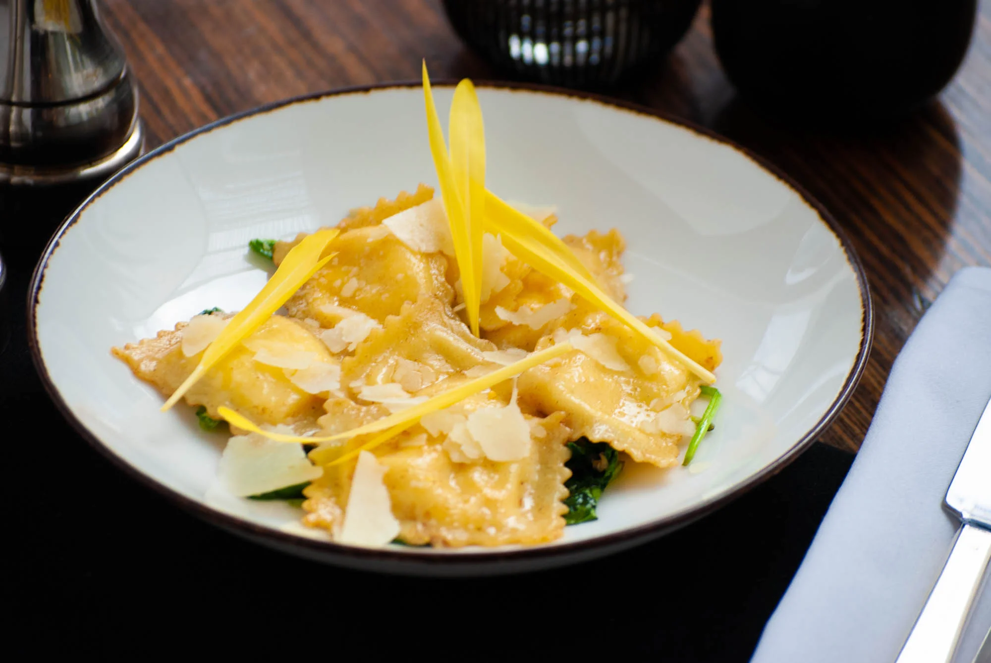 sweet corn ravioli with brown butter