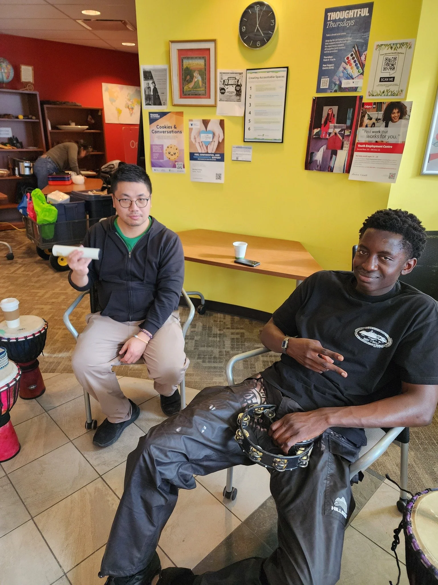 Thank you for everyone who came! We had some really good discussions and drumming!

Come again next Thursday at 4:30pm in the Cultural Inclusion Centre at Mount Royal University.