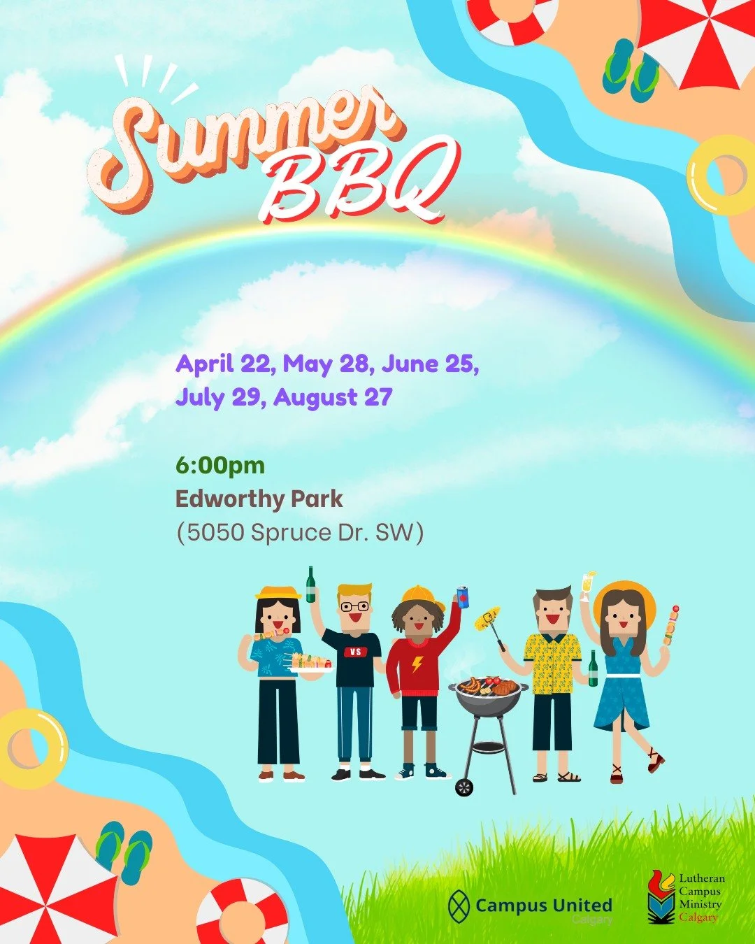 Summer bbq is back!!!
Join us on the last Wednesday/Thursday of the summer months at Edworthy Park!! See you there!!! 

#bbq #summervibe #campusunited #yyc