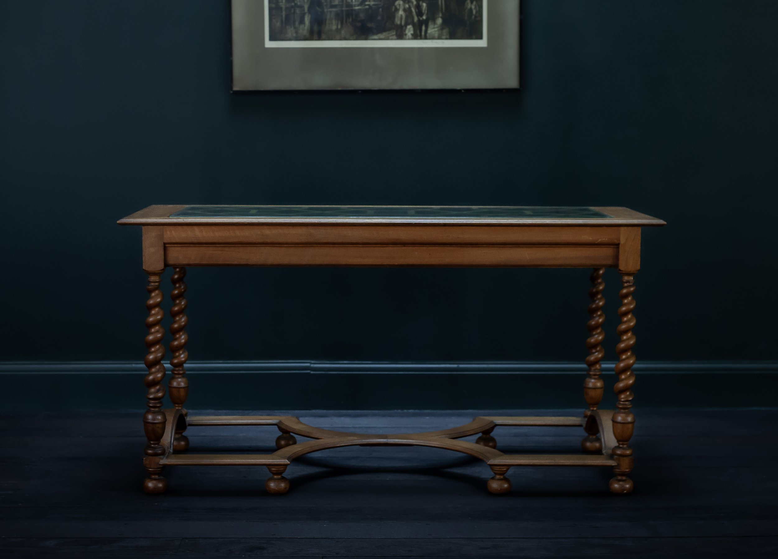 Hall Table in Walnut and Glass by Sir Edwin Landseer Lutyens