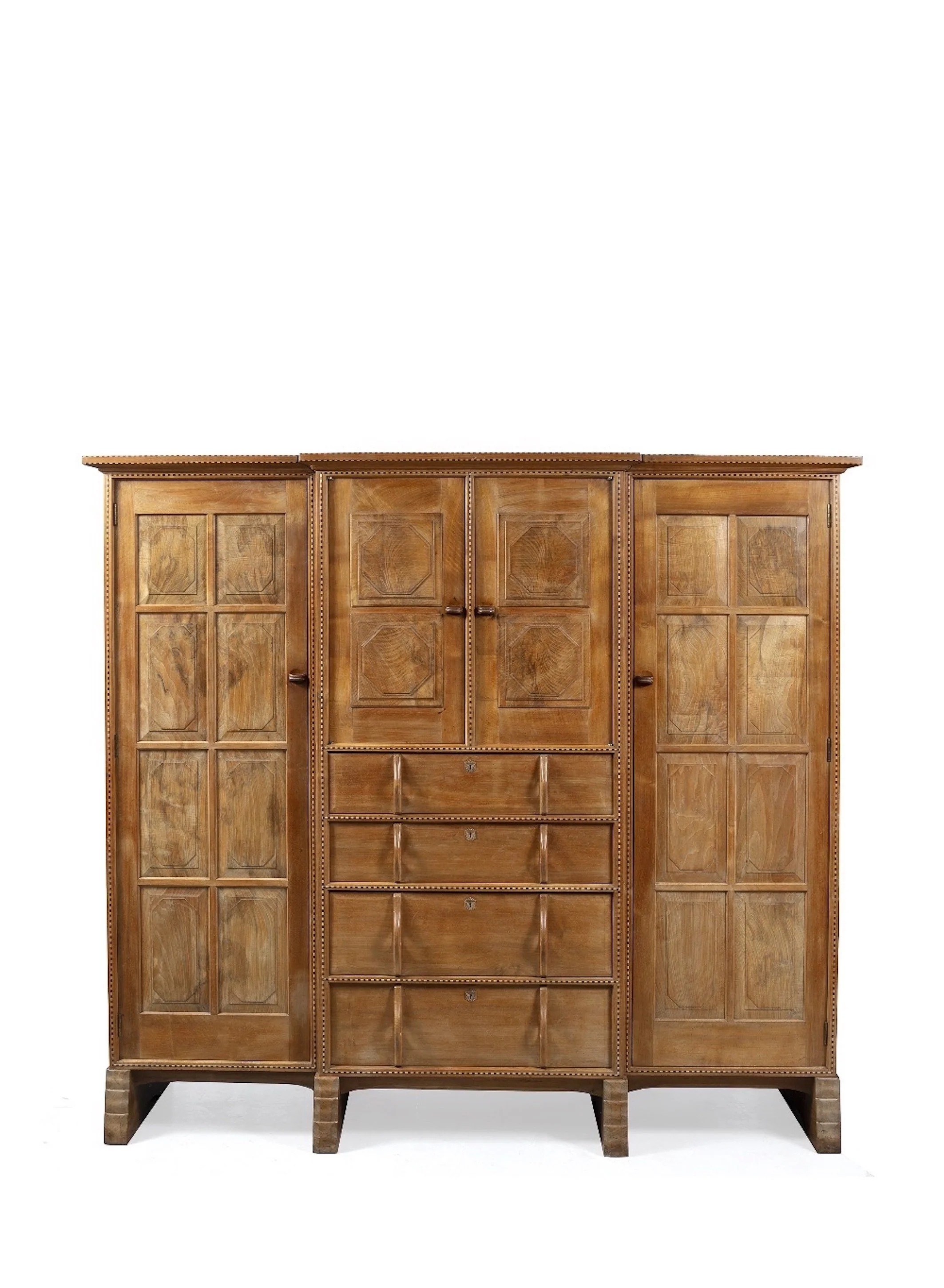 F448 Cotswold School 3 Sectional Walnut Wardrobe