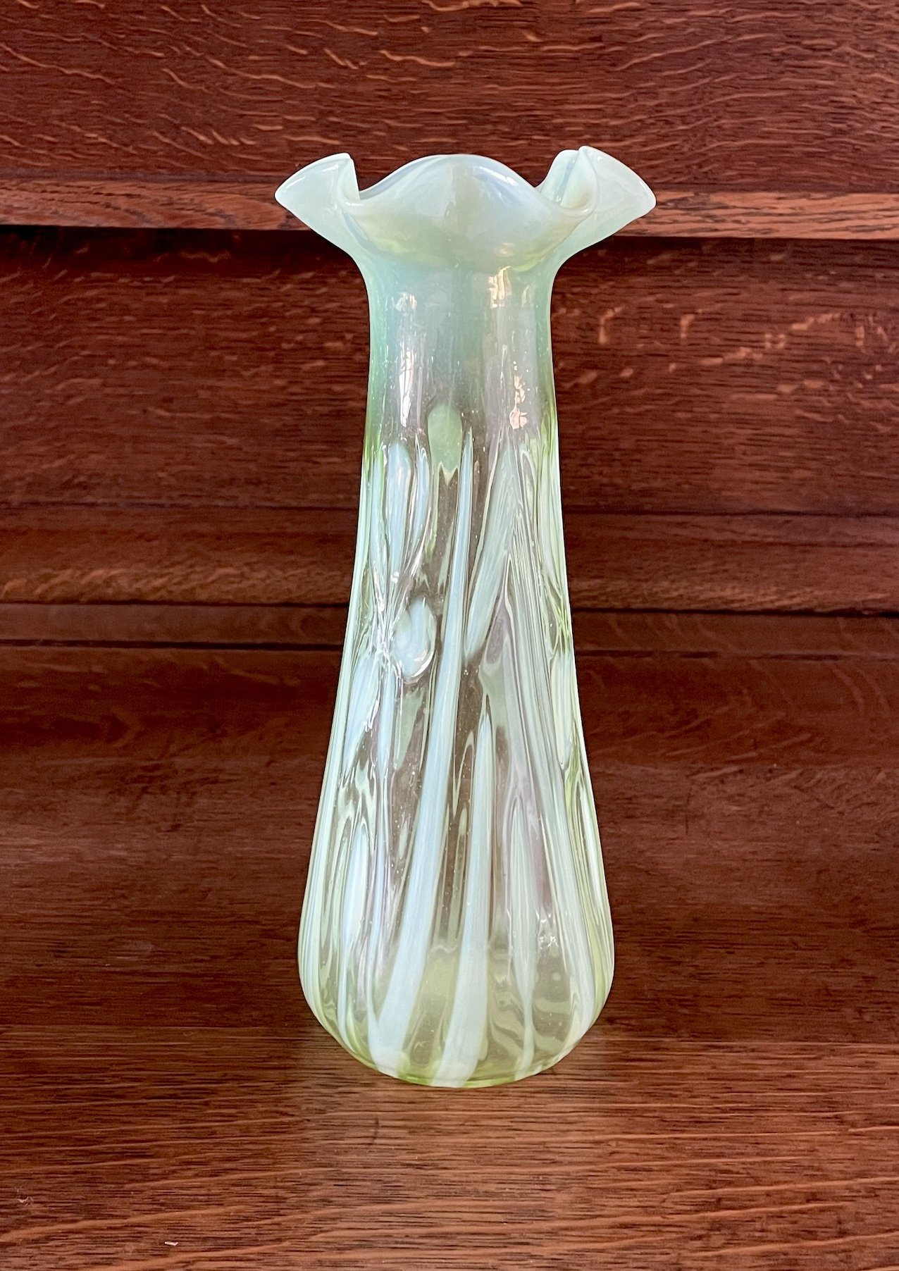 Arts & Crafts Vaseline Glass Vase