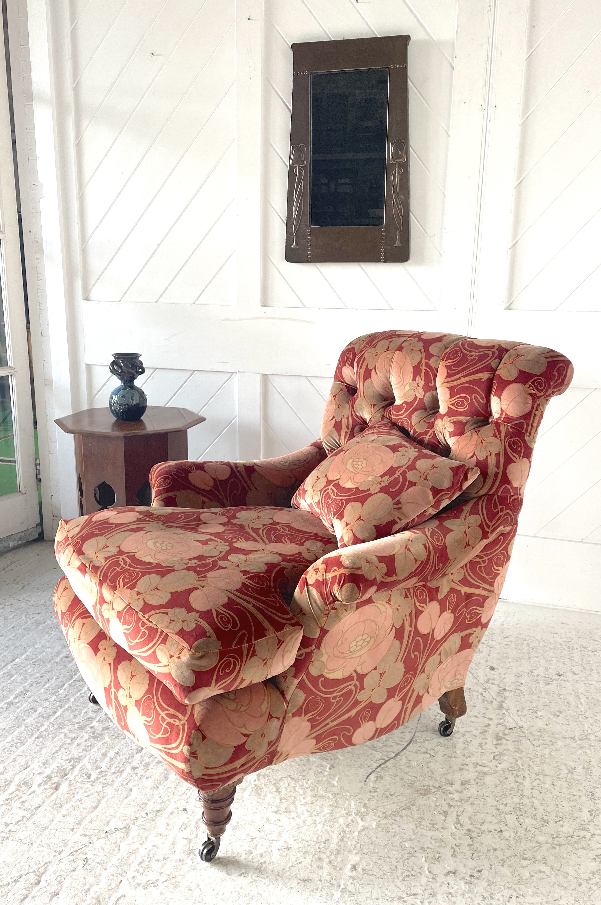 Victorian Armchair in ‘glasgow Rose’ Velvet