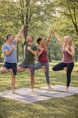 Yoga-flows buitenyoga Duo in boomhouding