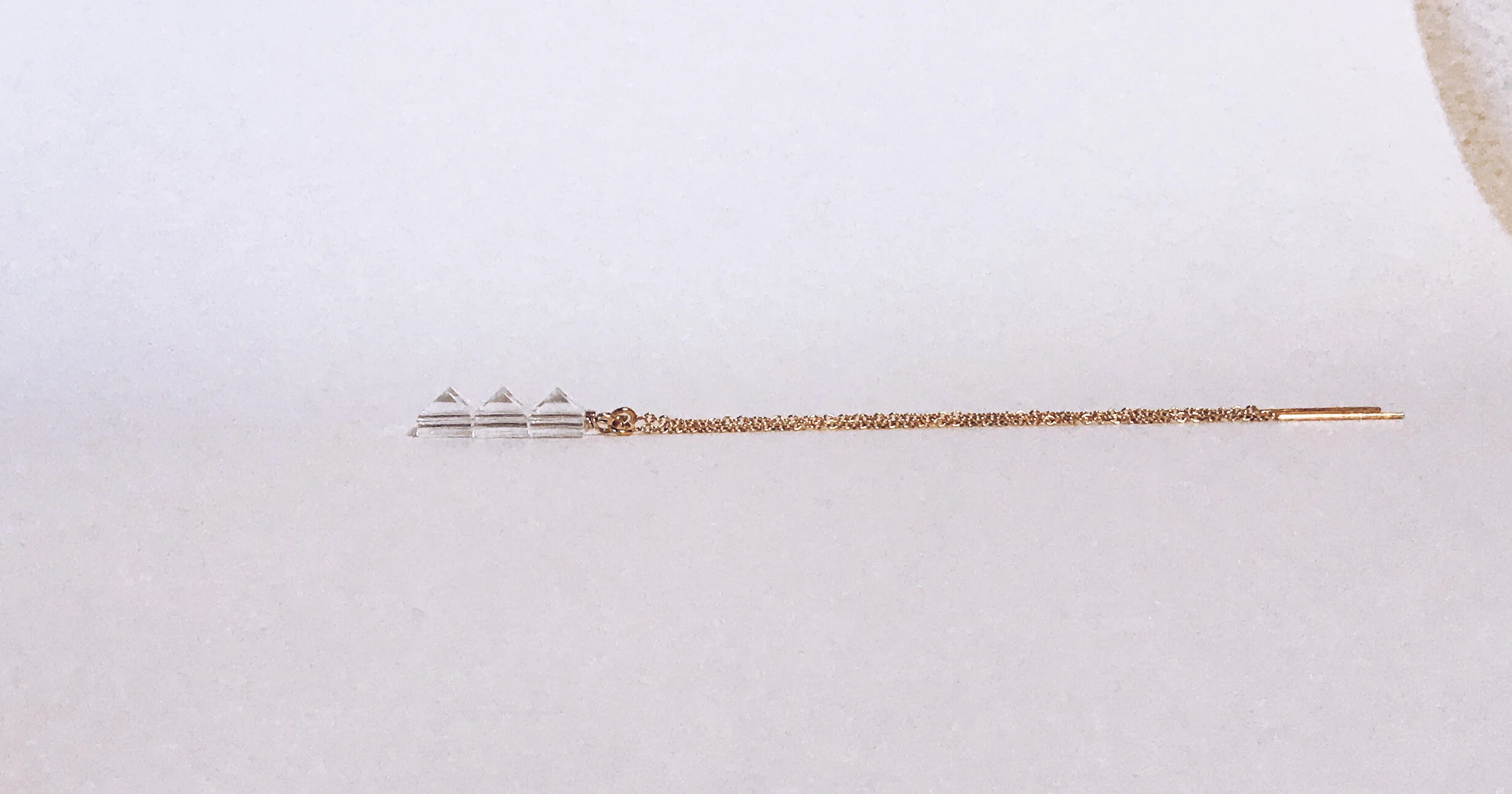 FRAMED EAR THREADER, crystal, gold 